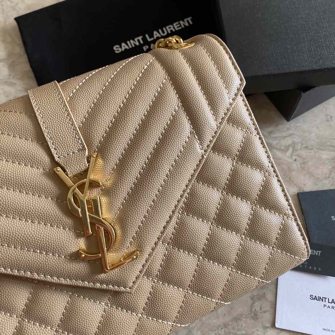 Saint Laurent Envelope Medium In Quilted Grain De Poudre Embossed Leather - DopestKickz