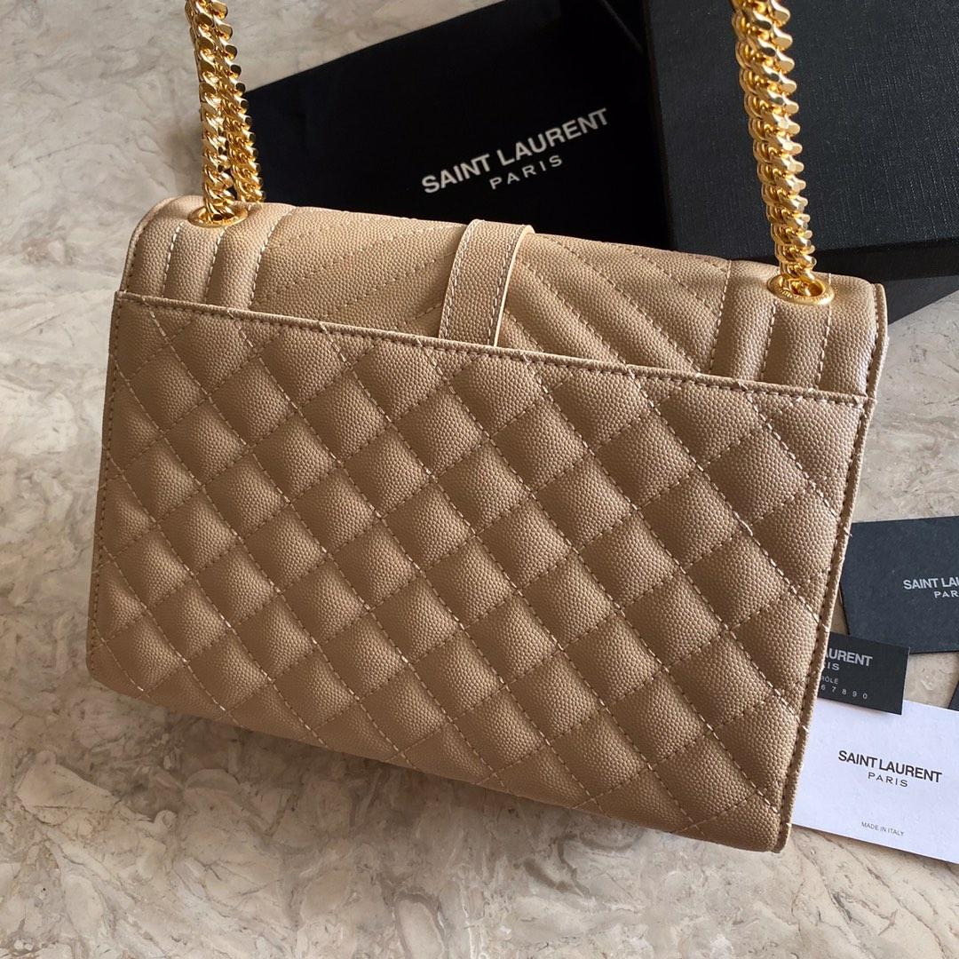 Saint Laurent Envelope Medium In Quilted Grain De Poudre Embossed Leather - DopestKickz