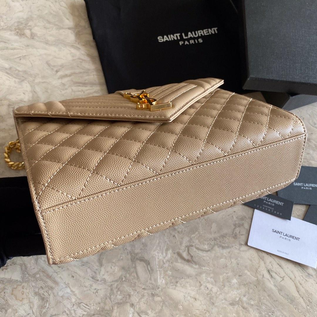 Saint Laurent Envelope Medium In Quilted Grain De Poudre Embossed Leather - DopestKickz