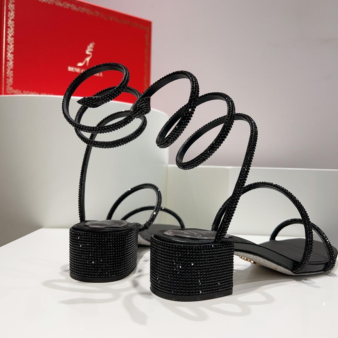 Rene Caovilla Black Low-heeled Sandals  - DopestKickz