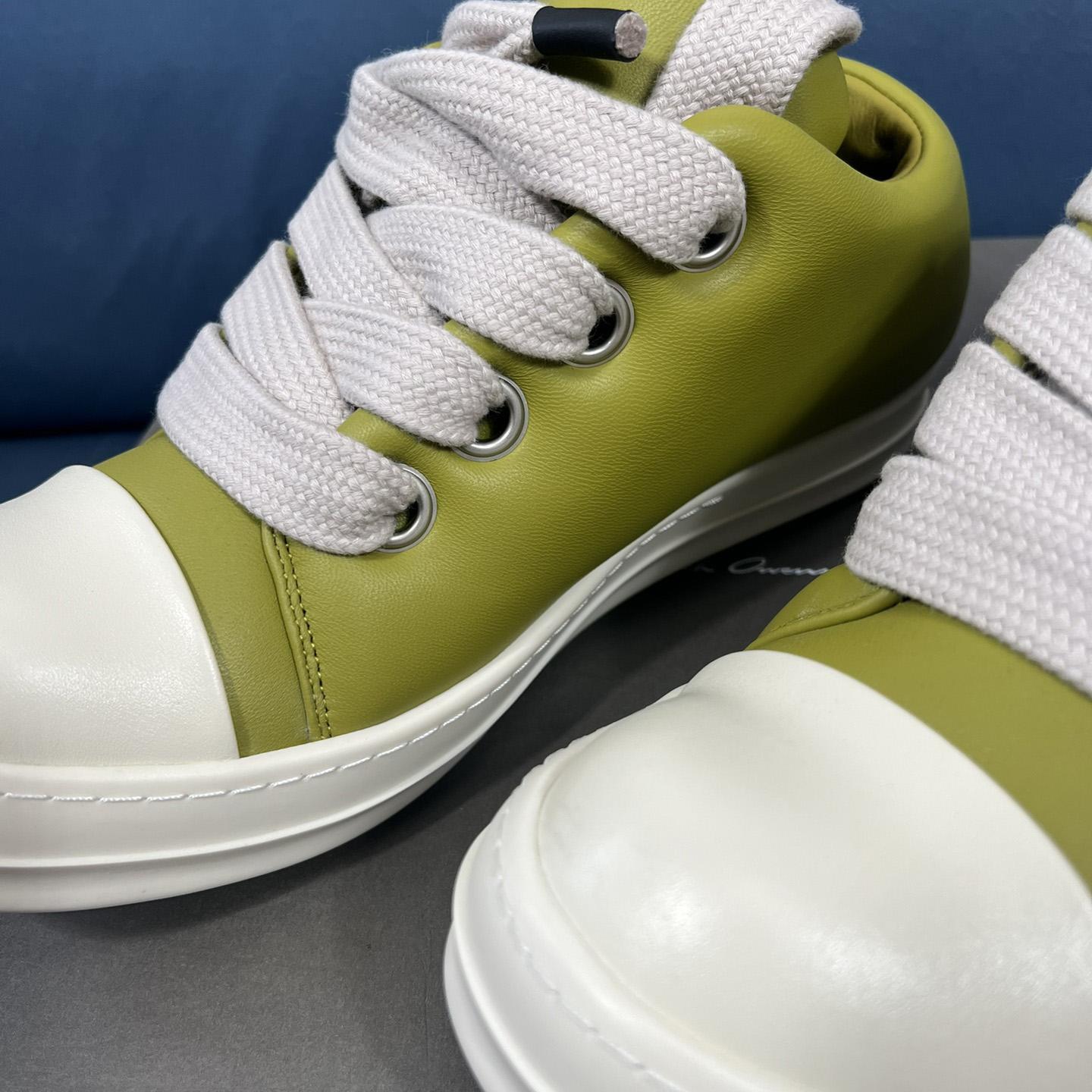 Rick Owens Green Jumbo Lace Padded Low-top Sneakers - DopestKickz