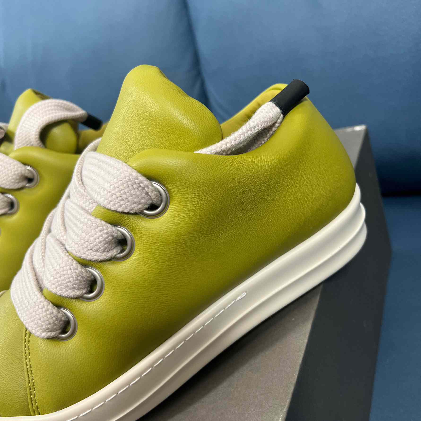 Rick Owens Green Jumbo Lace Padded Low-top Sneakers - DopestKickz