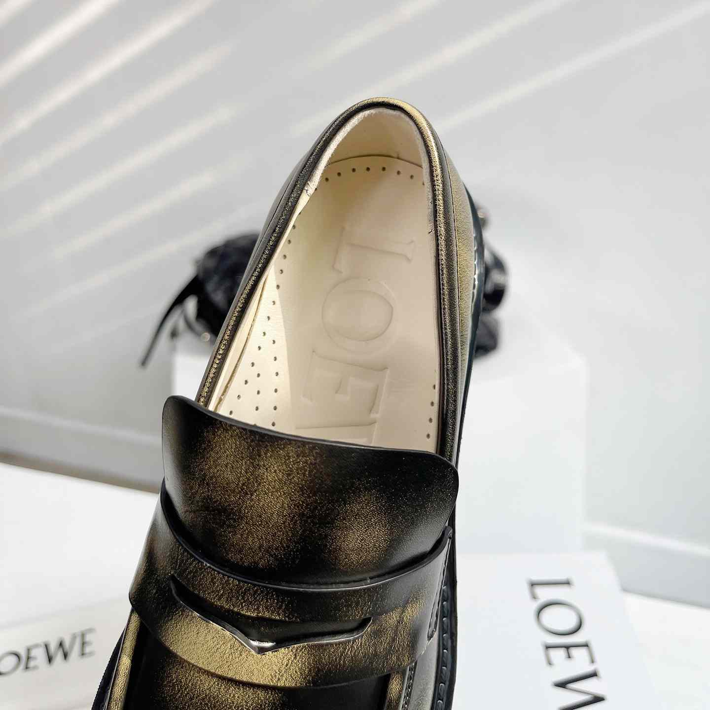 Loewe Blaze Loafer In Bicolour Brushed-off Calfskin - DopestKickz