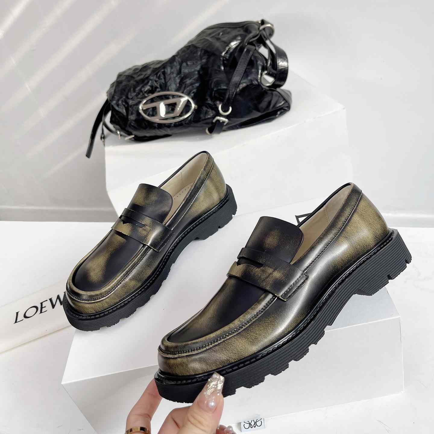 Loewe Blaze Loafer In Bicolour Brushed-off Calfskin - DopestKickz