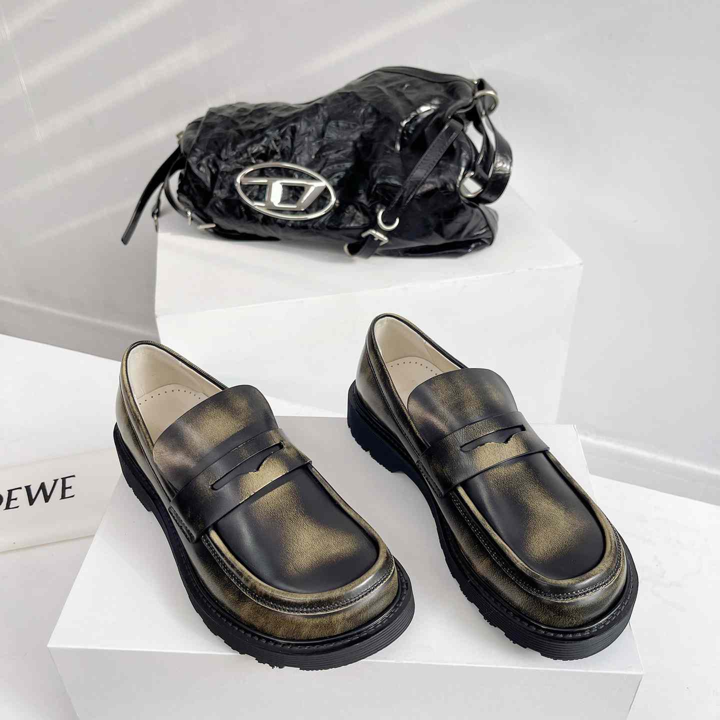 Loewe Blaze Loafer In Bicolour Brushed-off Calfskin - DopestKickz