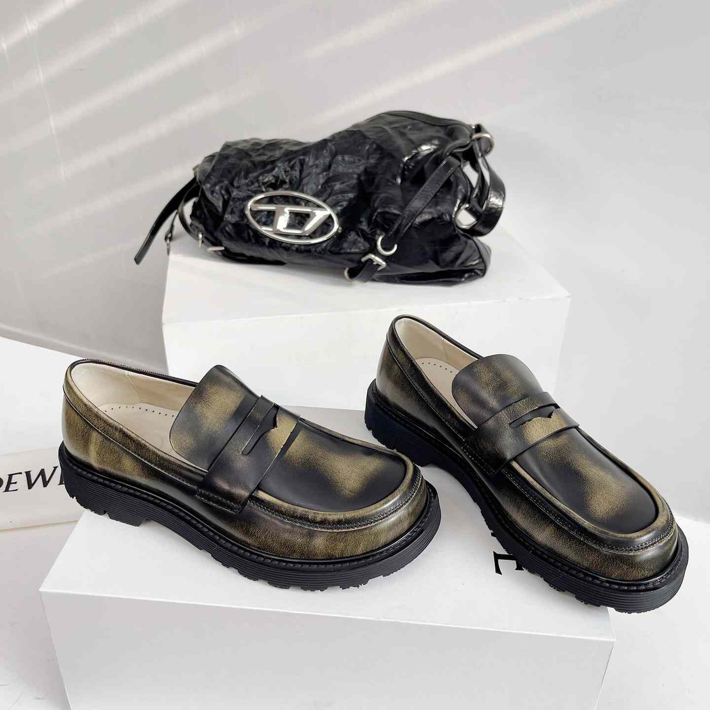 Loewe Blaze Loafer In Bicolour Brushed-off Calfskin - DopestKickz