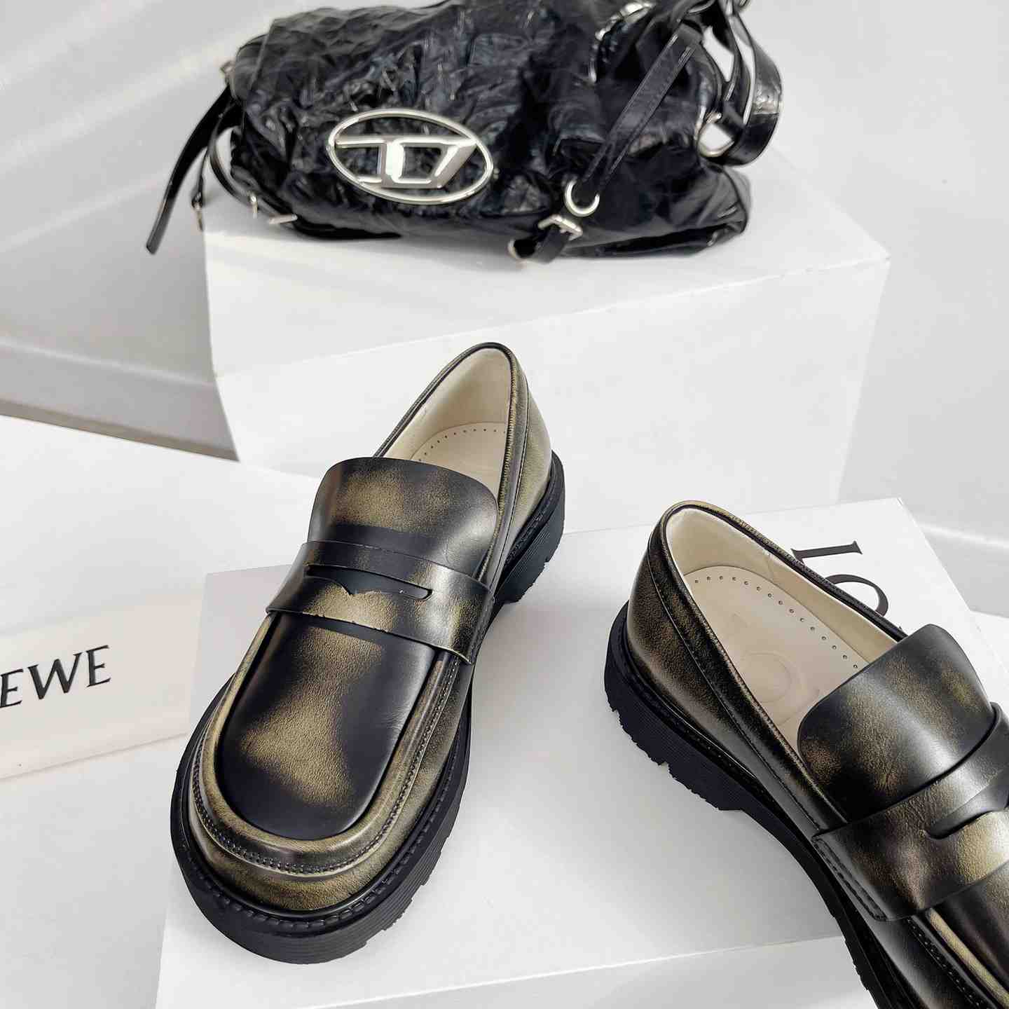 Loewe Blaze Loafer In Bicolour Brushed-off Calfskin - DopestKickz