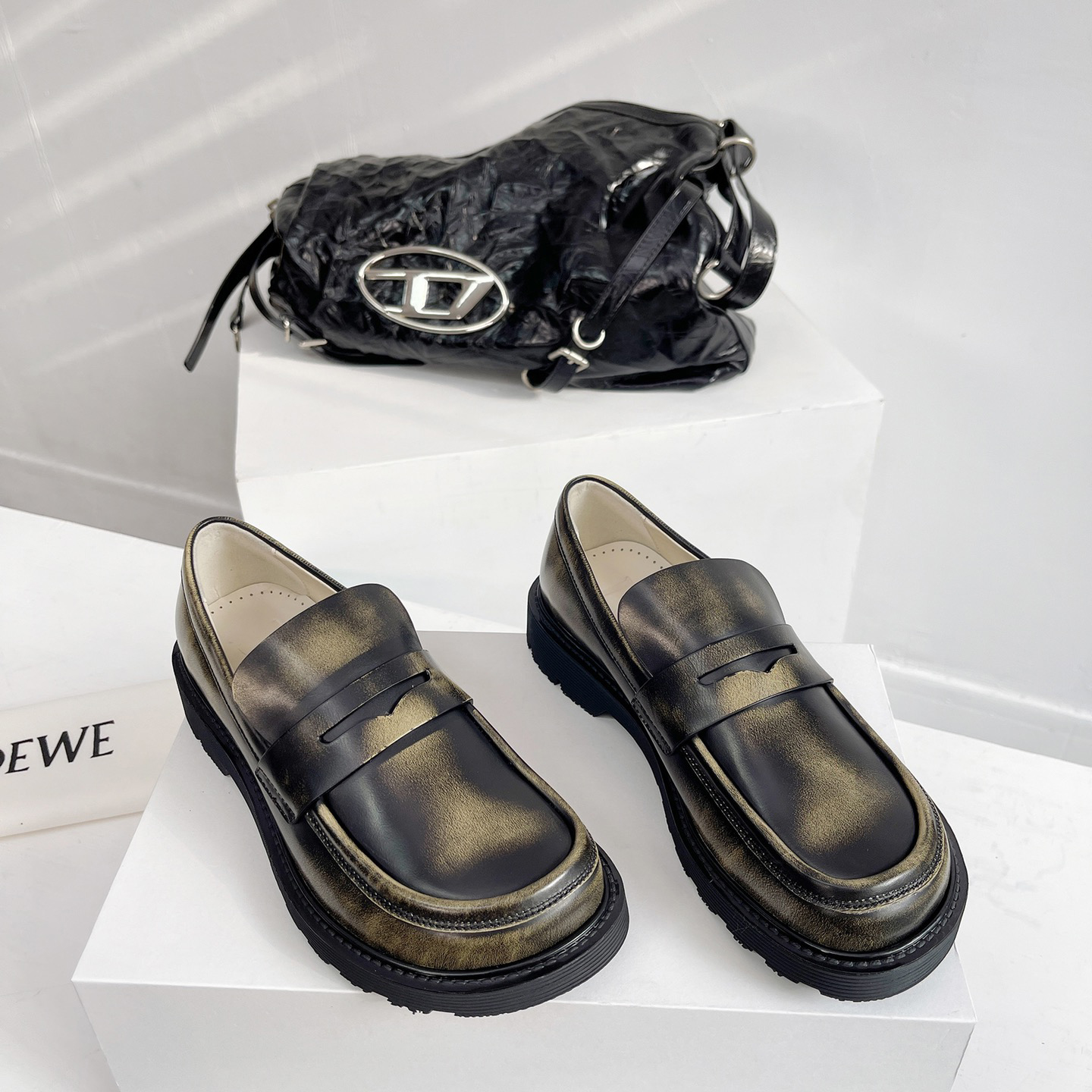 Loewe Blaze Loafer In Bicolour Brushed-off Calfskin - DopestKickz