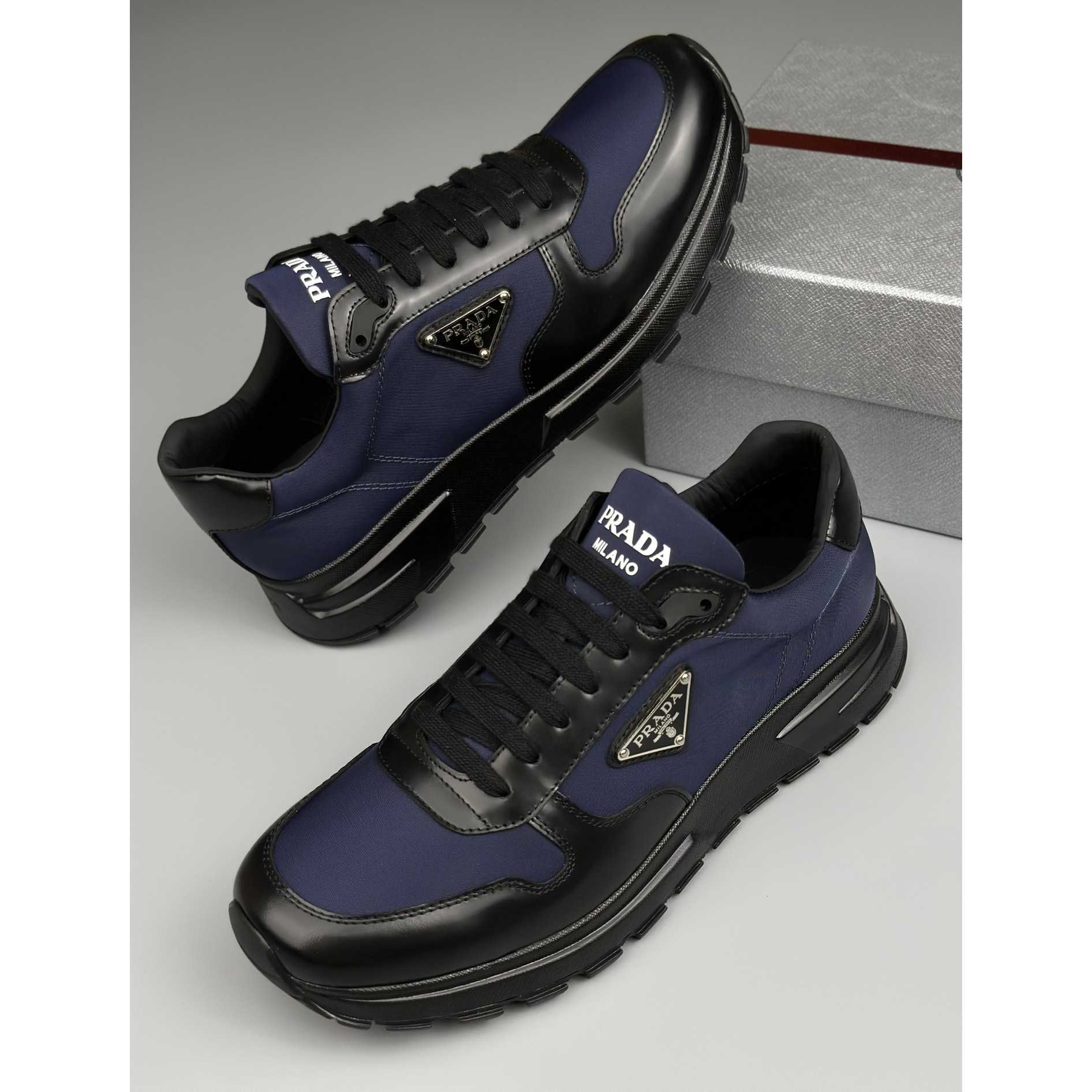 Prada Re-Nylon And Brushed Leather Sneakers - DopestKickz