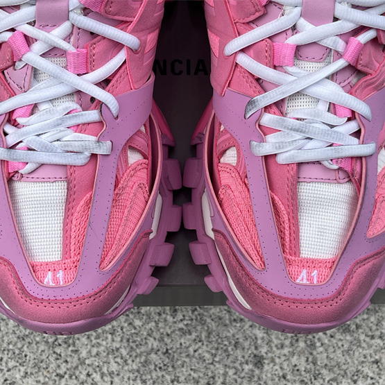 Balenciaga Track Sneaker In Pink Mesh And Suede-like Fabric - DopestKickz