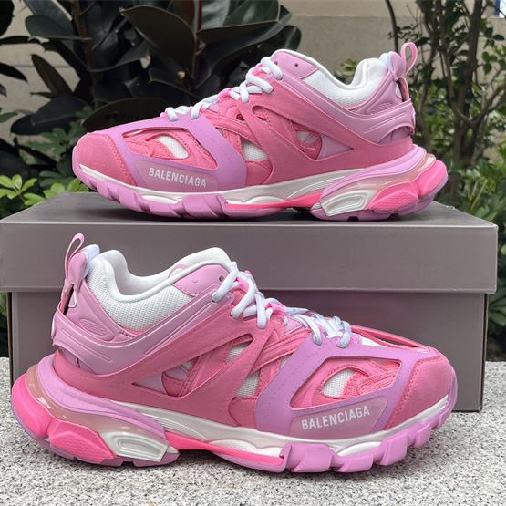 Balenciaga Track Sneaker In Pink Mesh And Suede-like Fabric - DopestKickz