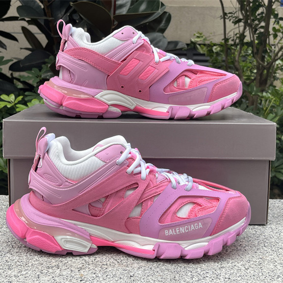 Balenciaga Track Sneaker In Pink Mesh And Suede-like Fabric - DopestKickz