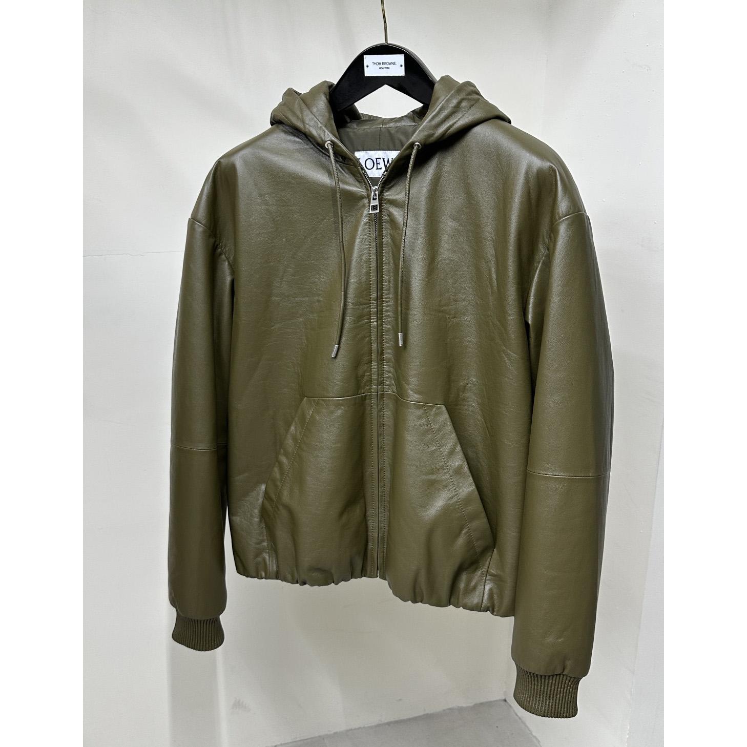 Loewe Zip-up Padded Hoodie In Nappa Lambskin - DopestKickz