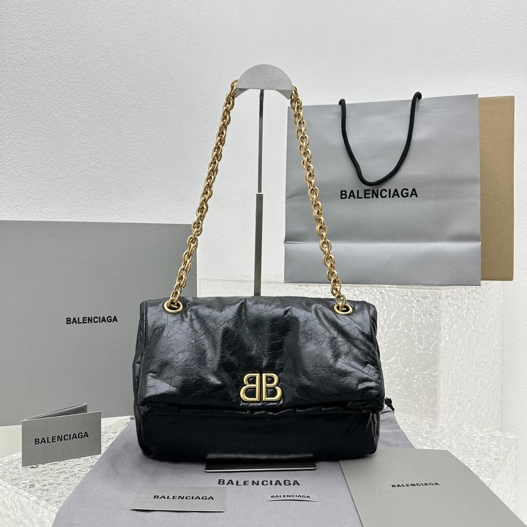 Balenciaga Monaco Small Chain Bag In Black - DopestKickz