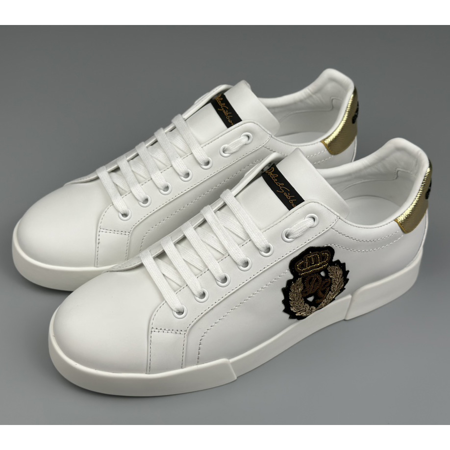 Dolce & Gabbana Calfskin Nappa Portofino Sneakers With Crown Patch - DopestKickz