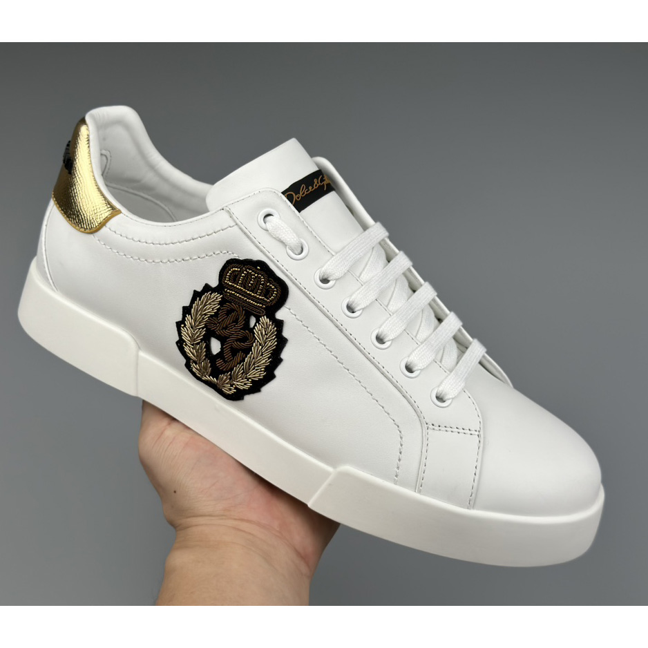 Dolce & Gabbana Calfskin Nappa Portofino Sneakers With Crown Patch - DopestKickz