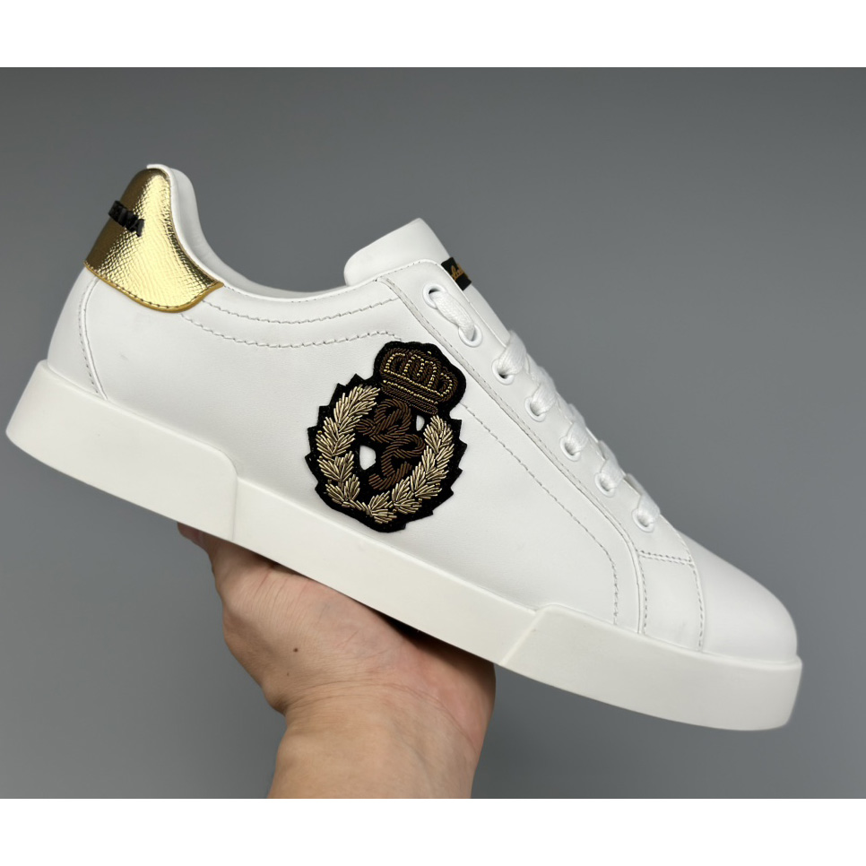 Dolce & Gabbana Calfskin Nappa Portofino Sneakers With Crown Patch - DopestKickz