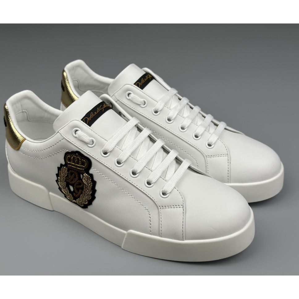 Dolce & Gabbana Calfskin Nappa Portofino Sneakers With Crown Patch - DopestKickz