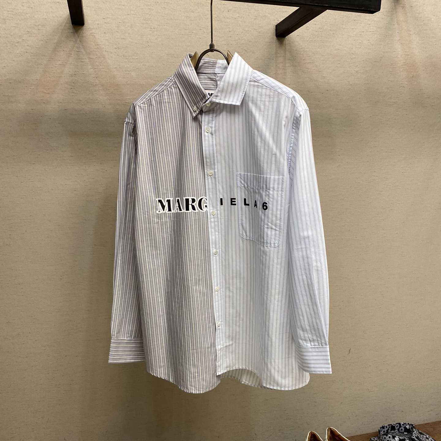 Maison Margiela Logo-print Asymmetric Shirt - DopestKickz