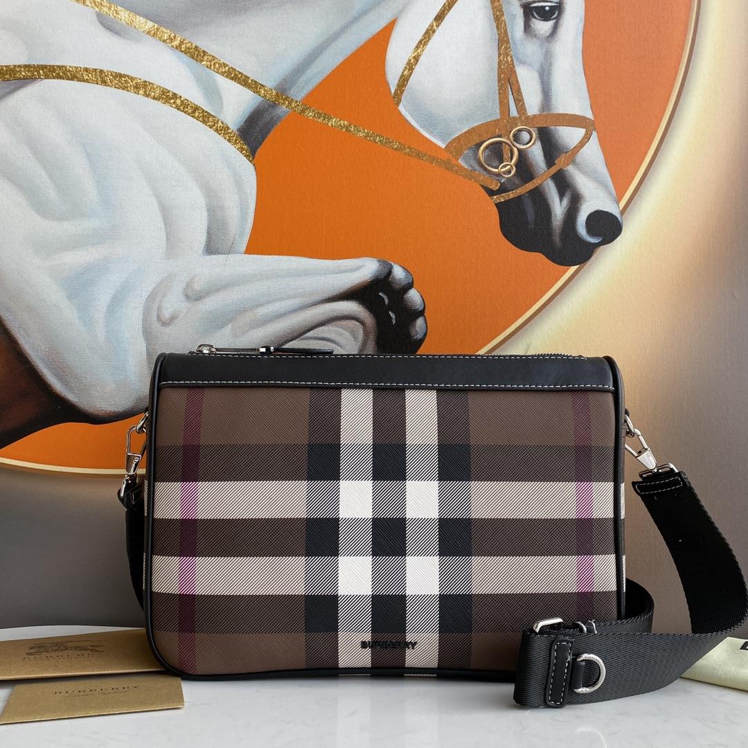 Burberry Check E-Canvas Messenger Bag  (28x 6x 19cm) - DopestKickz