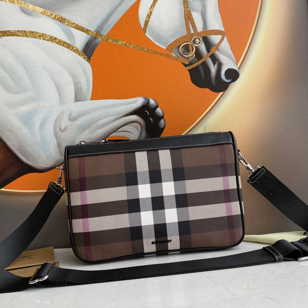 Burberry Check E-Canvas Messenger Bag  (28x 6x 19cm) - DopestKickz