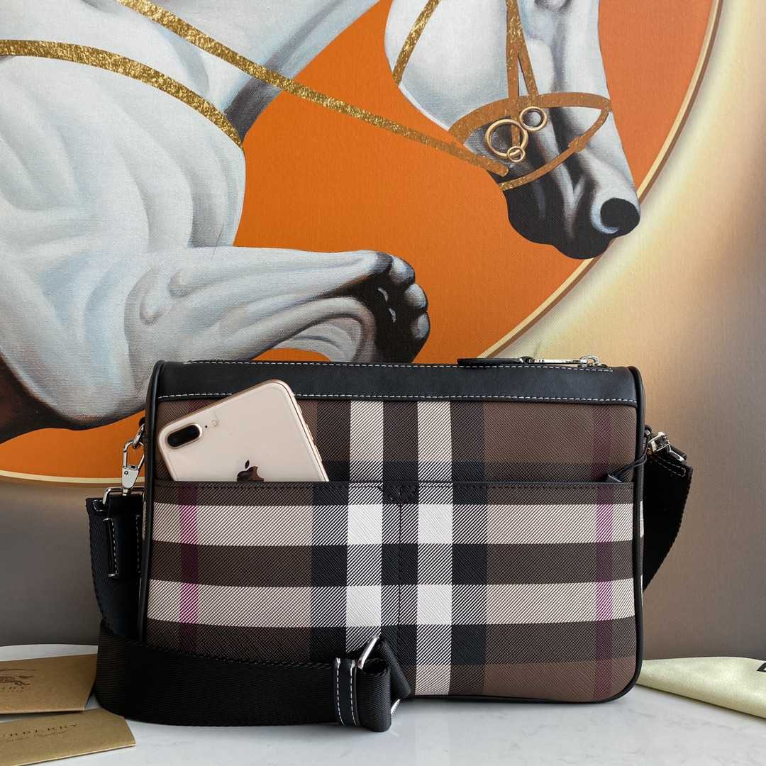 Burberry Check E-Canvas Messenger Bag  (28x 6x 19cm) - DopestKickz