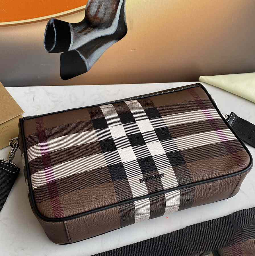 Burberry Check E-Canvas Messenger Bag  (28x 6x 19cm) - DopestKickz