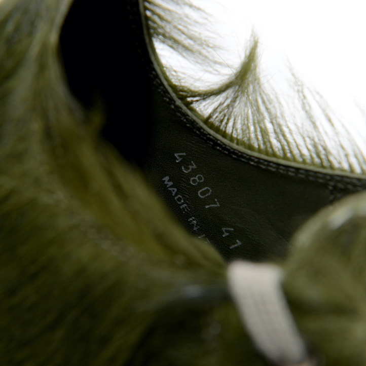 Rick Owens Green Pony Hair Low Sneakers - DopestKickz