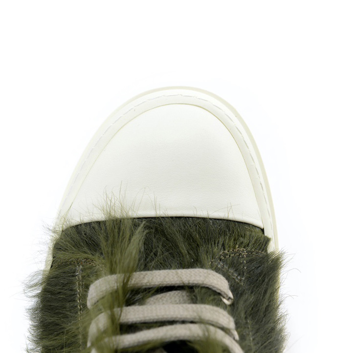 Rick Owens Green Pony Hair Low Sneakers - DopestKickz
