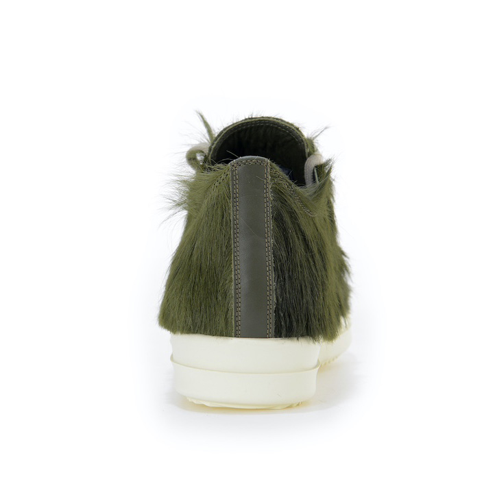 Rick Owens Green Pony Hair Low Sneakers - DopestKickz