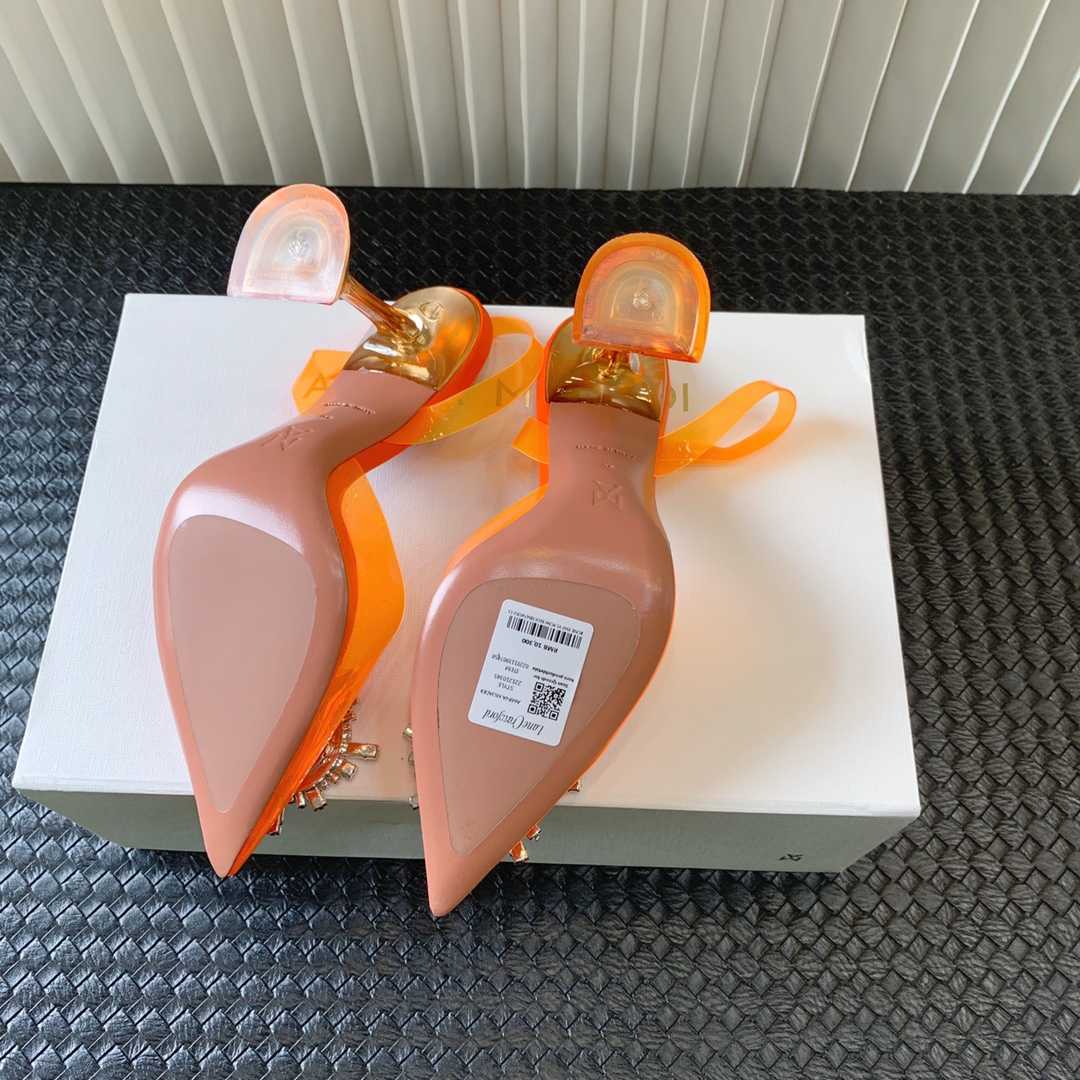 Amina Muaddi Begum Glass Orange Slingbacks - DopestKickz