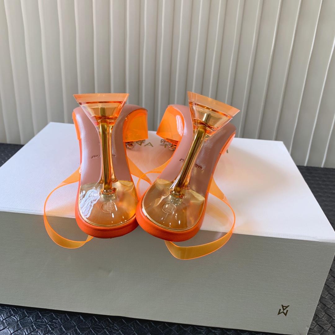 Amina Muaddi Begum Glass Orange Slingbacks - DopestKickz