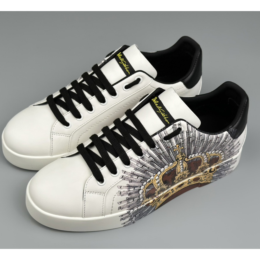 Dolce & Gabbana White Portofino Crown Sneakers - DopestKickz