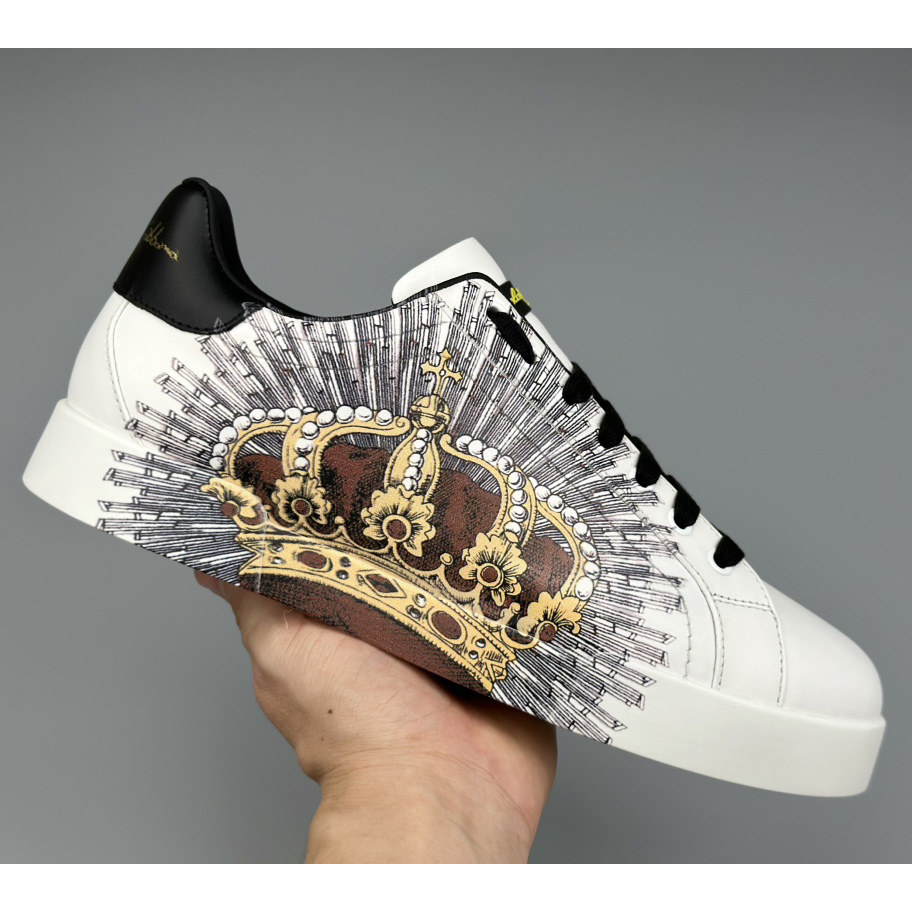 Dolce & Gabbana White Portofino Crown Sneakers - DopestKickz
