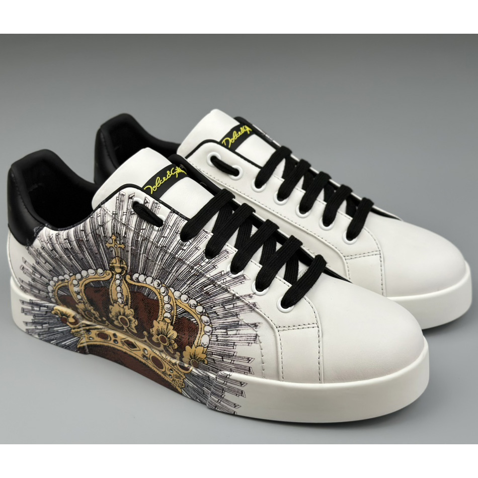 Dolce & Gabbana White Portofino Crown Sneakers - DopestKickz
