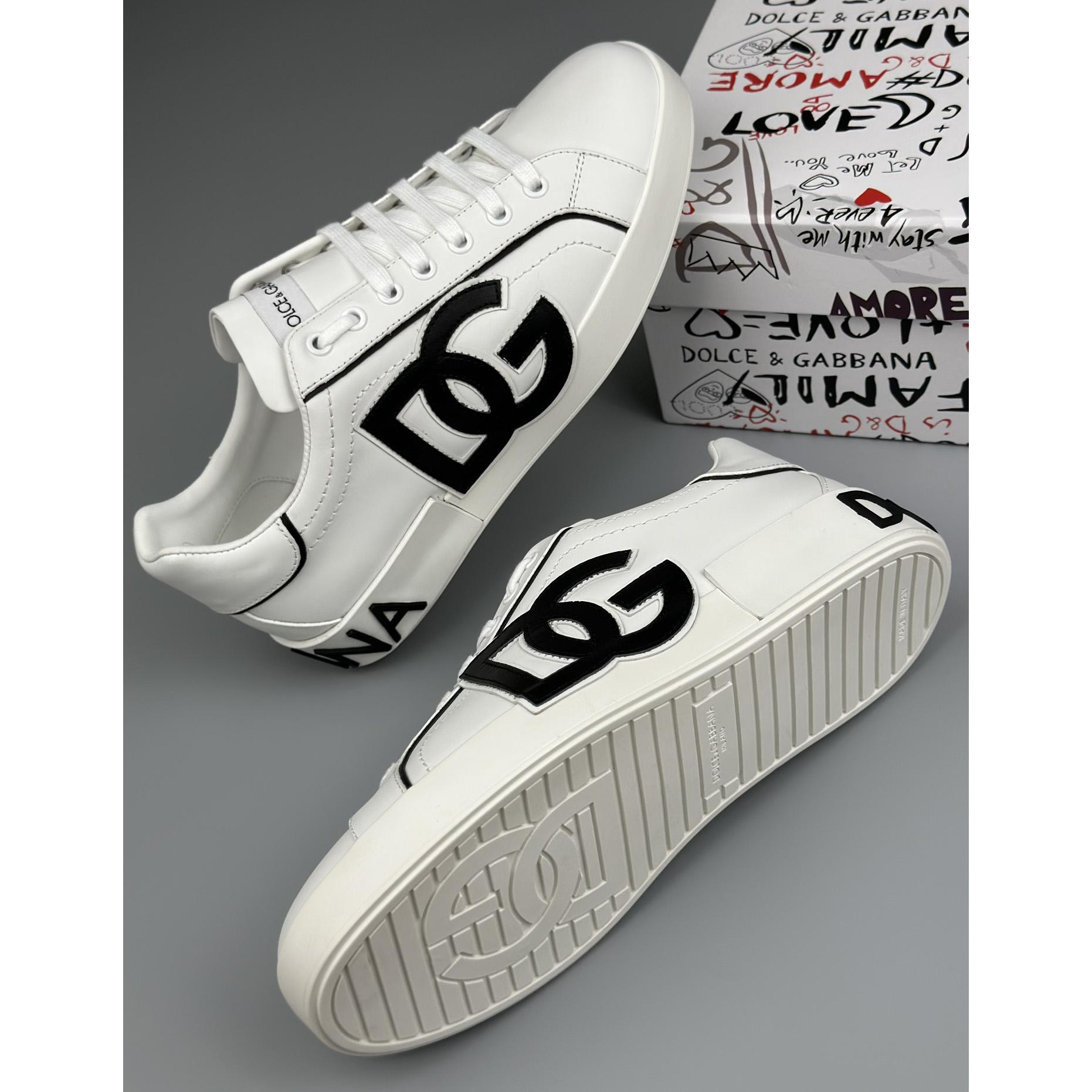Dolce & Gabbana Calfskin Portofino Sneakers With DG Logo - DopestKickz