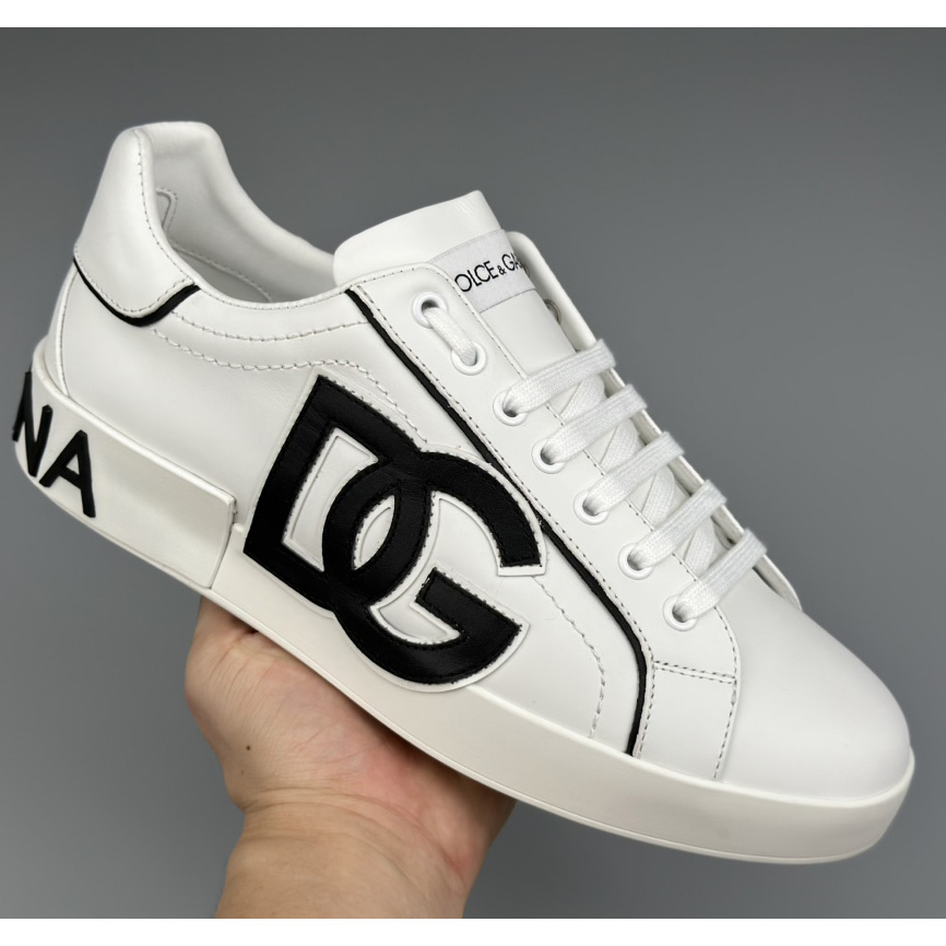 Dolce & Gabbana Calfskin Portofino Sneakers With DG Logo - DopestKickz