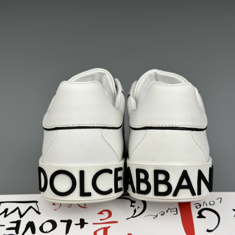 Dolce & Gabbana Calfskin Portofino Sneakers With DG Logo - DopestKickz