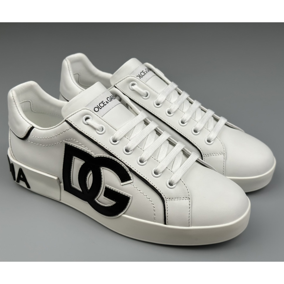 Dolce & Gabbana Calfskin Portofino Sneakers With DG Logo - DopestKickz