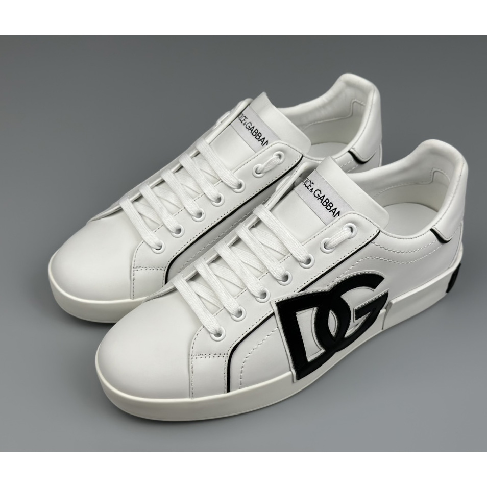 Dolce & Gabbana Calfskin Portofino Sneakers With DG Logo - DopestKickz