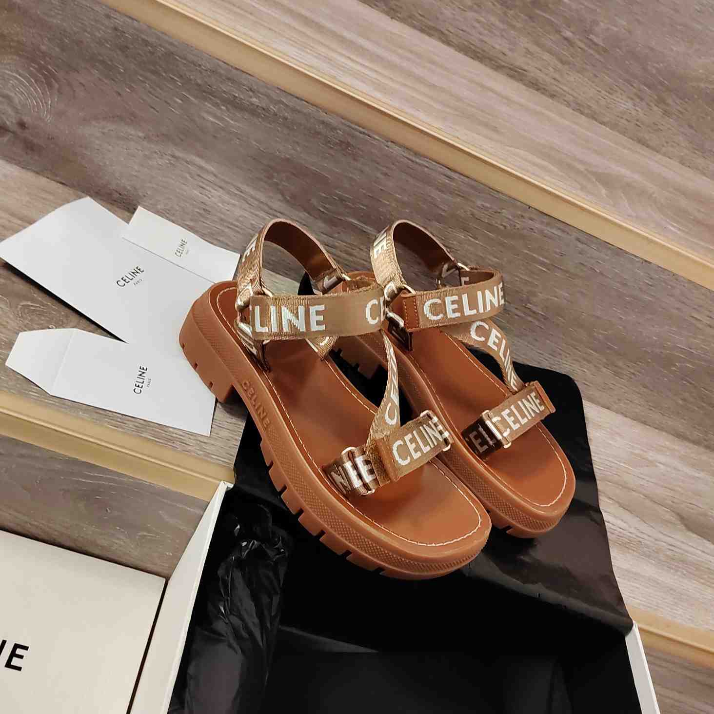 Celine Leo Strappy Sandal In Wool With ''Celine'' Jacquard - DopestKickz