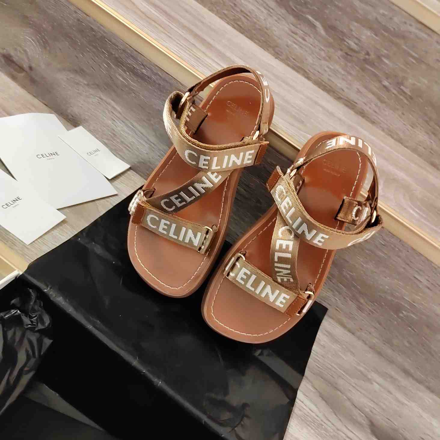 Celine Leo Strappy Sandal In Wool With ''Celine'' Jacquard - DopestKickz