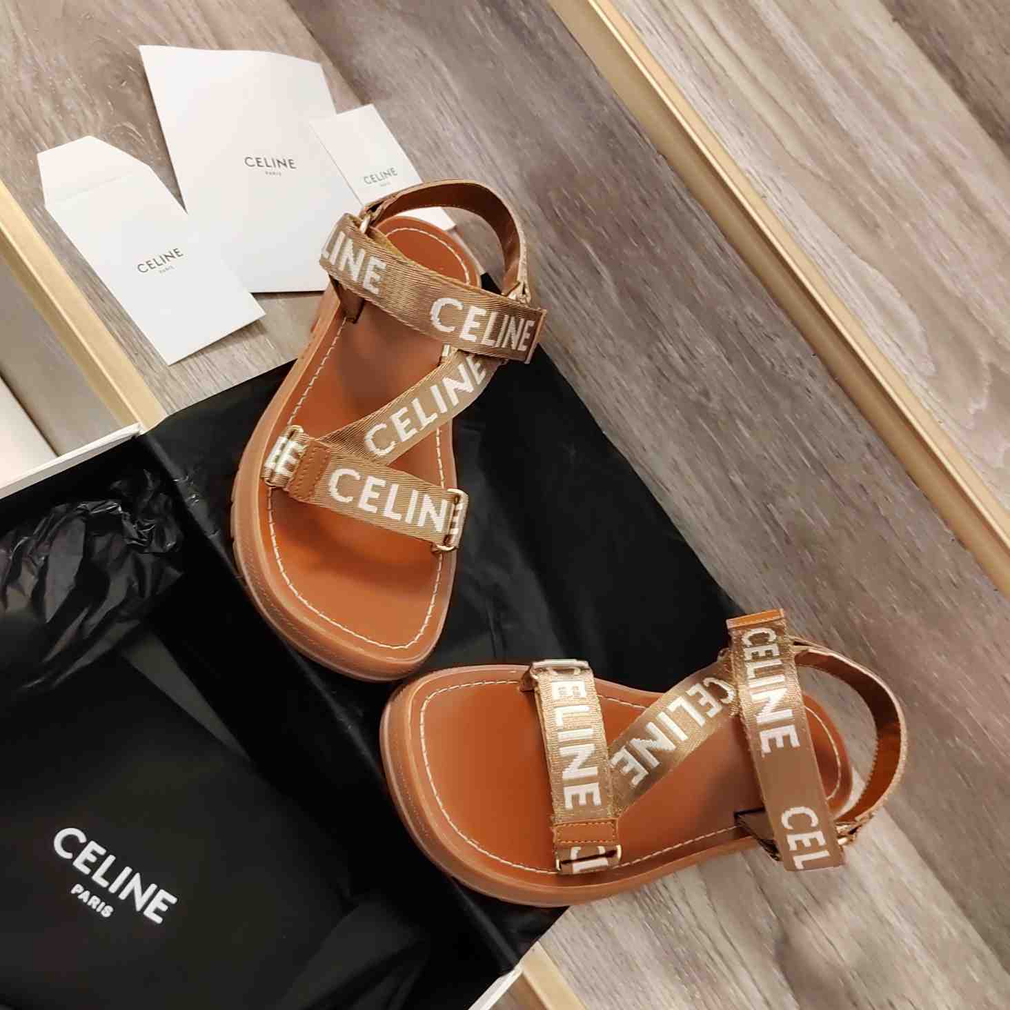 Celine Leo Strappy Sandal In Wool With ''Celine'' Jacquard - DopestKickz