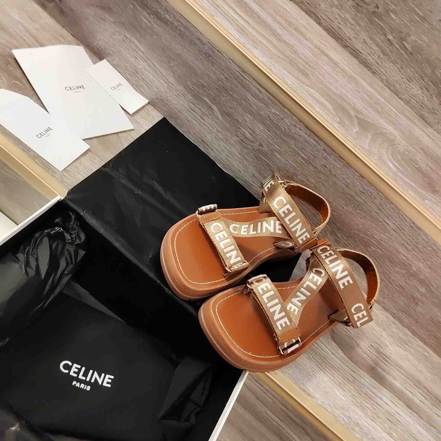 Celine Leo Strappy Sandal In Wool With ''Celine'' Jacquard - DopestKickz