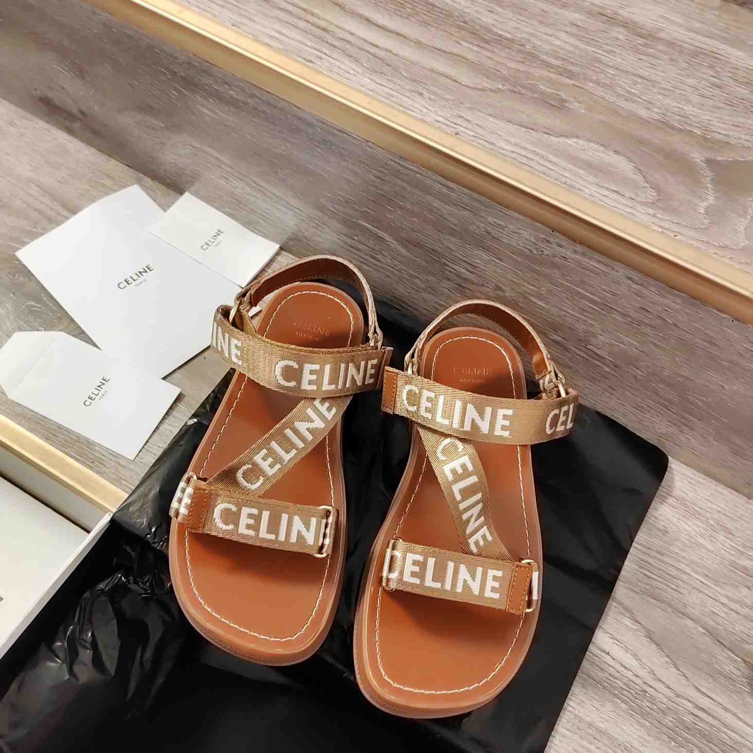 Celine Leo Strappy Sandal In Wool With ''Celine'' Jacquard - DopestKickz