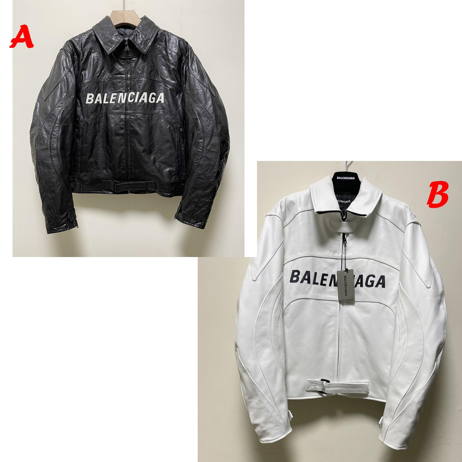 Balenciaga Contrast Logo Leather Moto Jacket - DopestKickz