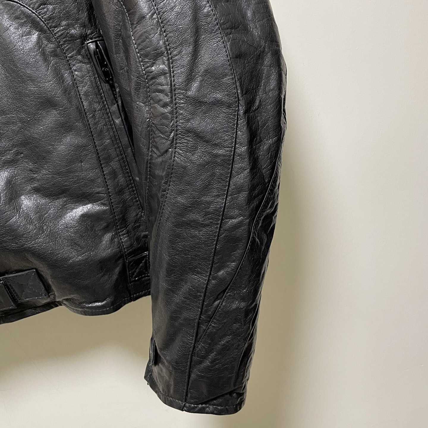 Balenciaga Contrast Logo Leather Moto Jacket - DopestKickz