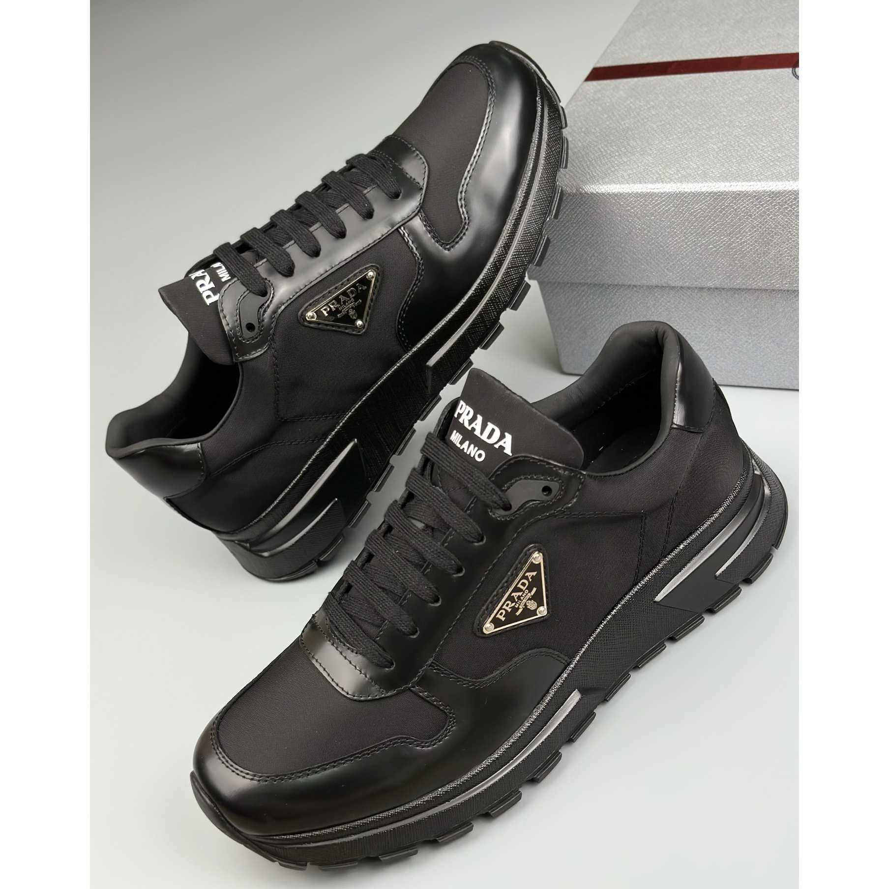 Prada Re-Nylon And Brushed Leather Sneakers - DopestKickz