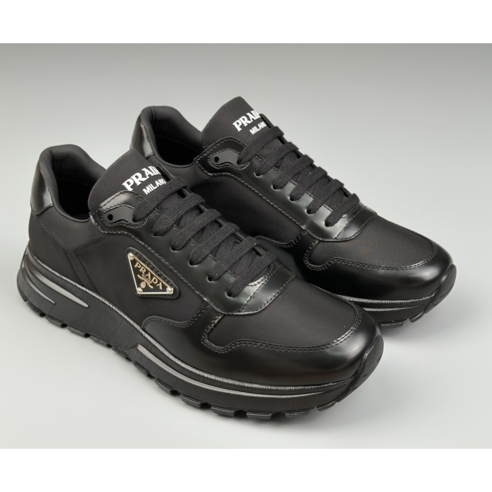 Prada Re-Nylon And Brushed Leather Sneakers - DopestKickz