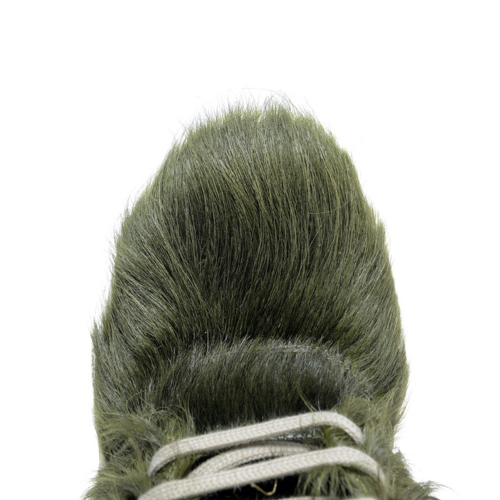 Rick Owens Green Pony Hair High Sneakers - DopestKickz